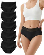 Load image into Gallery viewer, Cevapro Seamless Underwear for Women With Soft Lace Waistband, No Show Laser Cut Lace Panties Women Underwear Seamless 5 Pack